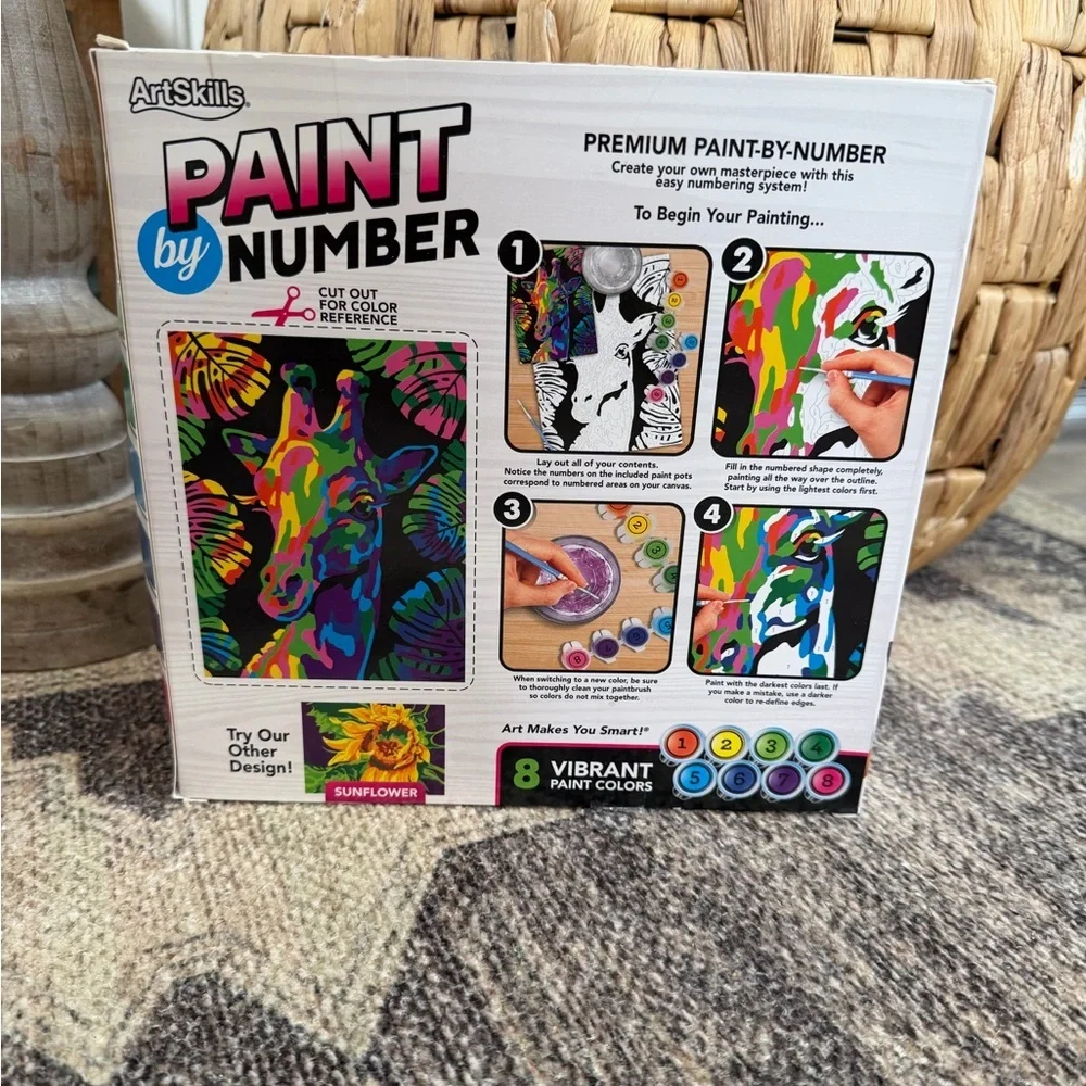 New Giraffe Paint-by-Number Kit — Vibrant Multicolor Set Retro Vibrant NIB